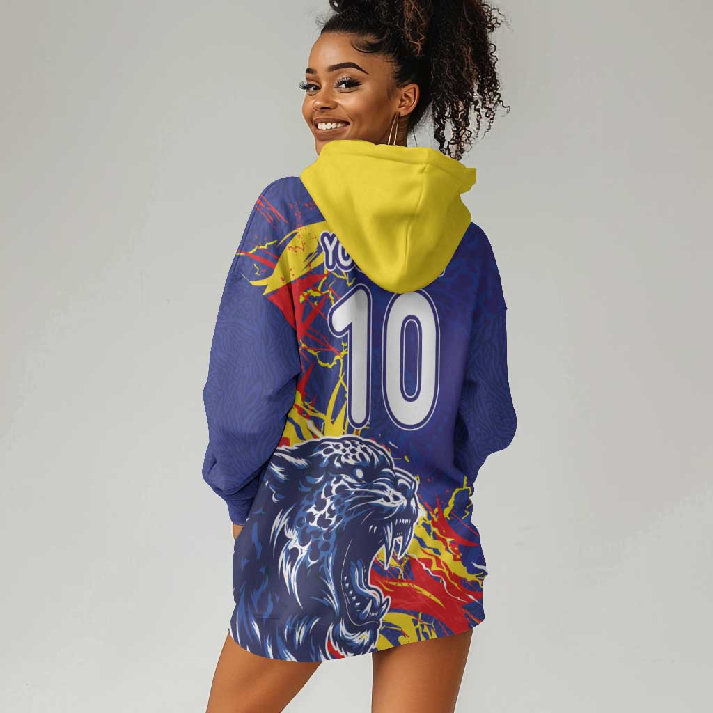 Custom DR Congo Football Leopard Mascot Hoodie Dress Fierce Leopard Art National Flag Colors