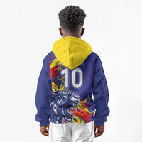Custom DR Congo Football Leopard Mascot Kid Hoodie Fierce Leopard Art National Flag Colors