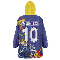 Custom DR Congo Football Leopard Mascot Kid Wearable Blanket Hoodie Fierce Leopard Art National Flag Colors