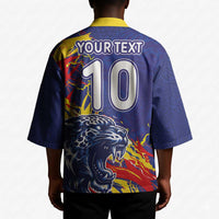 Custom DR Congo Football Leopard Mascot Kimono Fierce Leopard Art National Flag Colors