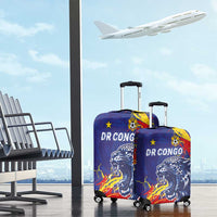 DR Congo Football Leopard Mascot Luggage Cover Fierce Leopard Art National Flag Colors