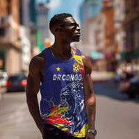 Custom DR Congo Football Leopard Mascot Men Tank Top Fierce Leopard Art National Flag Colors