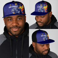 DR Congo Football Leopard Mascot Mesh Trucker Cap Fierce Leopard Art In National Flag Colors
