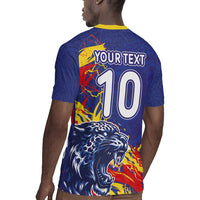 Custom DR Congo Football Leopard Mascot Rugby Jersey Fierce Leopard Art National Flag Colors