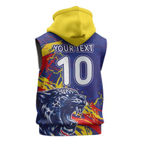 Custom DR Congo Football Leopard Mascot Sleeveless Zip Hoodie Fierce Leopard Art National Flag Colors