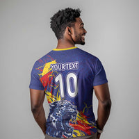 Custom DR Congo Football Leopard Mascot T shirt Fierce Leopard Art National Flag Colors