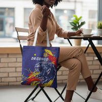 DR Congo Football Leopard Mascot Tote Bag Fierce Leopard Art National Flag Colors
