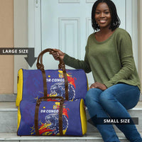 DR Congo Football Leopard Mascot Travel Bag Fierce Leopard Art National Flag Colors
