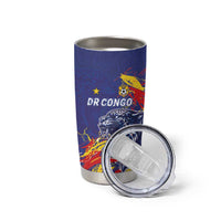 Custom DR Congo Football Leopard Mascot Tumbler Cup Fierce Leopard Art National Flag Colors