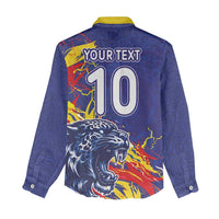 Custom DR Congo Football Leopard Mascot Women Casual Shirt Fierce Leopard Art National Flag Colors