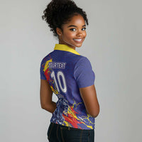 Custom DR Congo Football Leopard Mascot Women Polo Shirt Fierce Leopard Art National Flag Colors