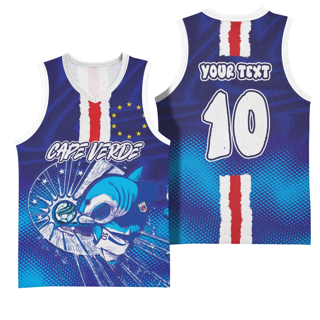 Custom Cape Verde Football Blue Shark Mascot Basketball Jersey Glory 2026