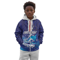 Custom Cape Verde Football Blue Shark Mascot Kid Hoodie Glory 2026