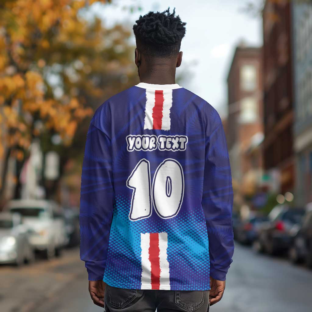 Custom Cape Verde Football Blue Shark Mascot Long Sleeve Shirt Glory 2026