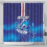 Cape Verde Football Blue Shark Mascot Shower Curtain Glory 2026
