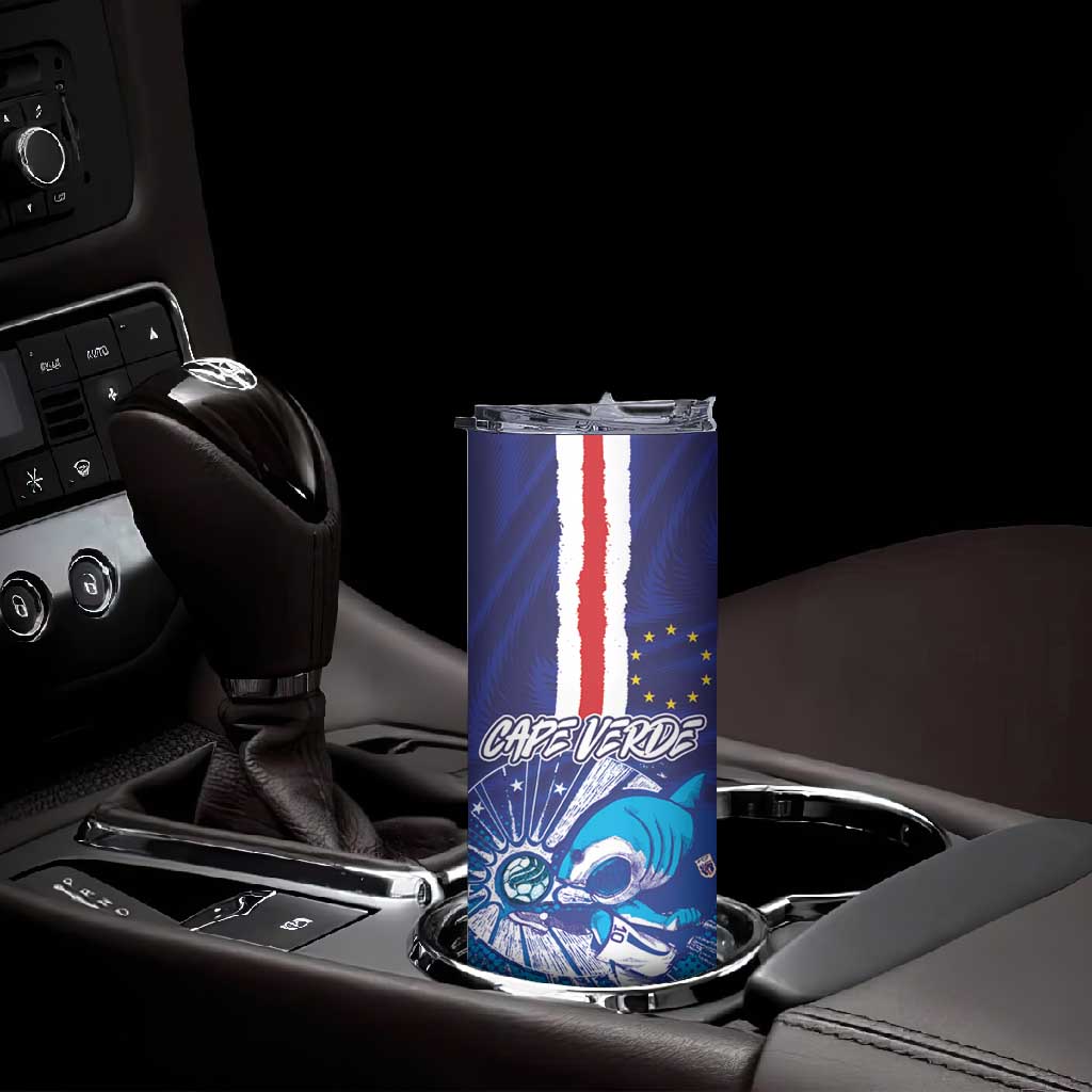 Custom Cape Verde Football Blue Shark Mascot Skinny Tumbler Glory 2026