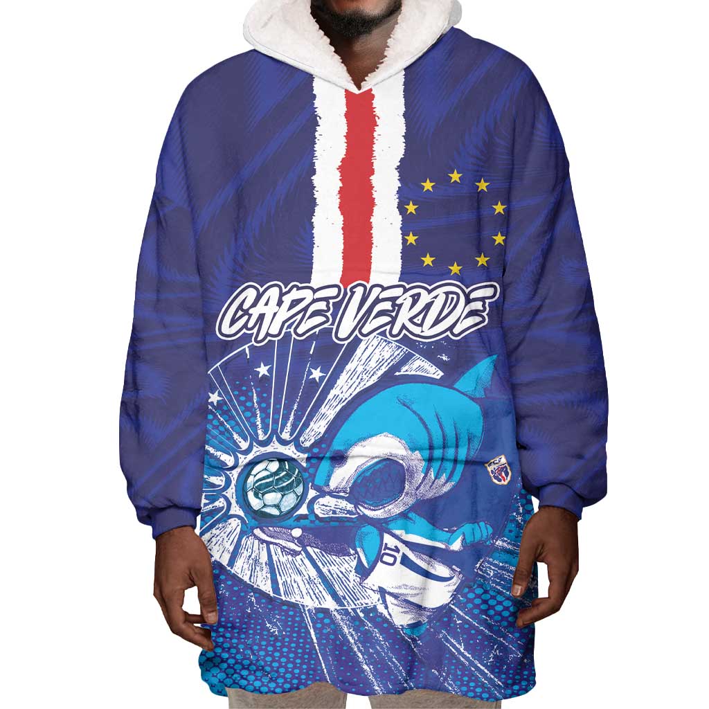 Custom Cape Verde Football Blue Shark Mascot Wearable Blanket Hoodie Glory 2026