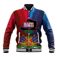 Haiti Coat Of Arms Map Dashiki Baseball Jacket Vibrant Caribbean Heritage