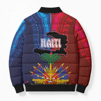 Haiti Coat Of Arms Map Dashiki Bomber Puffer Jacket Vibrant Caribbean Heritage