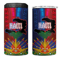 Haiti Coat Of Arms Map Dashiki 4 in 1 Can Cooler Tumbler Vibrant Caribbean Heritage
