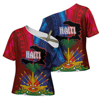 Haiti Coat Of Arms Map Dashiki Cross Shoulder Shirt Vibrant Caribbean Heritage