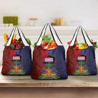 Haiti Coat Of Arms Map Dashiki Grocery Bag Vibrant Caribbean Heritage