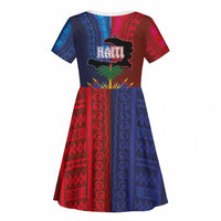 Haiti Coat Of Arms Map Dashiki Kid Short Sleeve Dress Vibrant Caribbean Heritage