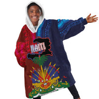 Haiti Coat Of Arms Map Dashiki Kid Wearable Blanket Hoodie Vibrant Caribbean Heritage