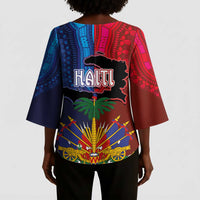 Haiti Coat Of Arms Map Dashiki Kimono Sleeve Blouse Vibrant Caribbean Heritage