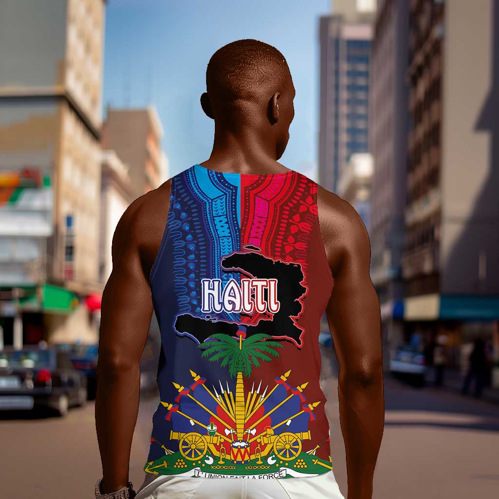 Haiti Coat Of Arms Map Dashiki Men Tank Top Vibrant Caribbean Heritage