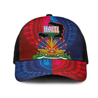 Haiti Coat Of Arms Map Dashiki Mesh Trucker Cap Vibrant Caribbean Heritage