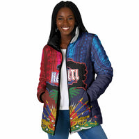 Haiti Coat Of Arms Map Dashiki Padded Jacket Vibrant Caribbean Heritage