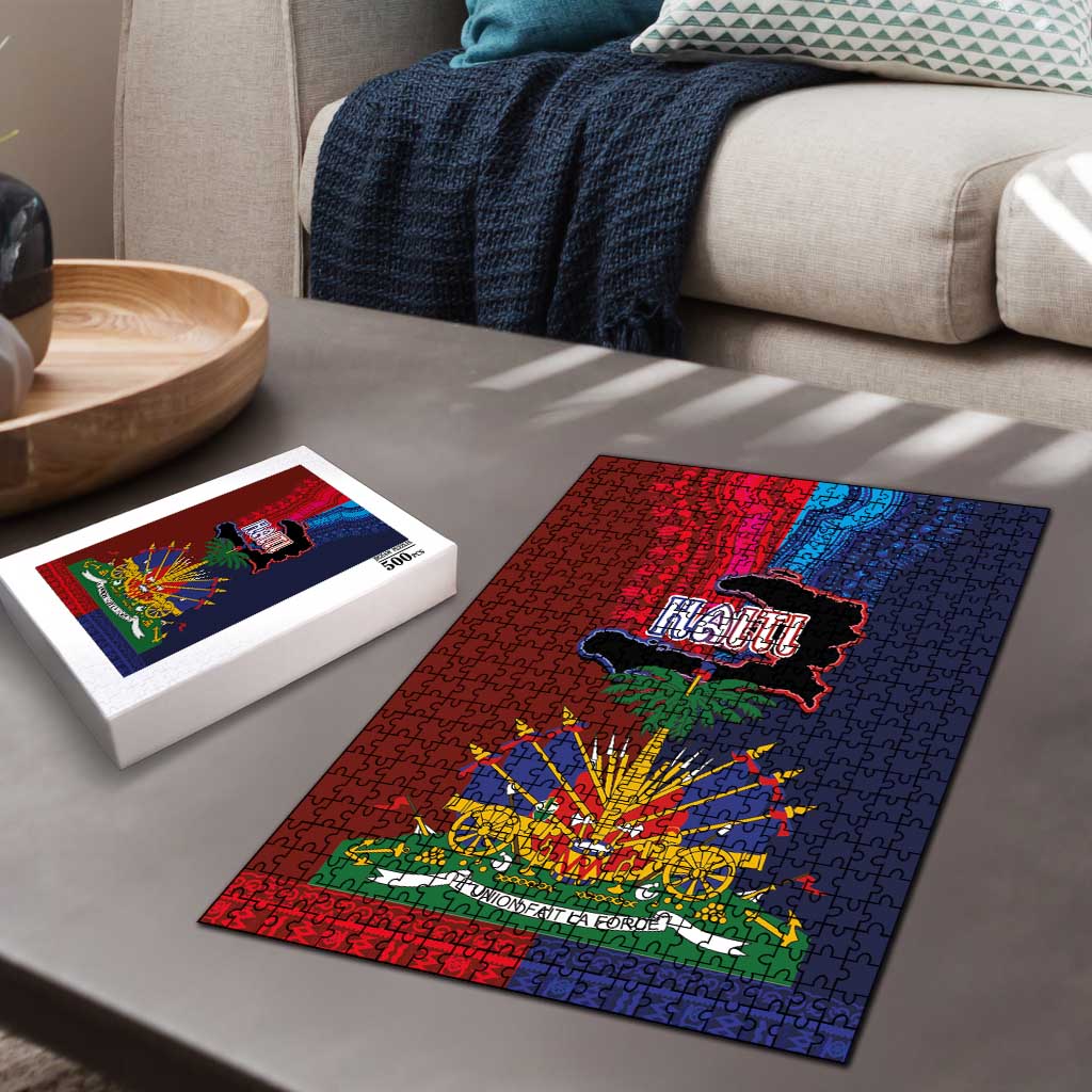 Haiti Coat Of Arms Map Dashiki Puzzle Vibrant Caribbean Heritage