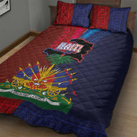 Haiti Coat Of Arms Map Dashiki Quilt Bed Set Vibrant Caribbean Heritage