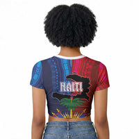 Haiti Coat Of Arms Map Dashiki Raglan Cropped T shirt Vibrant Caribbean Heritage