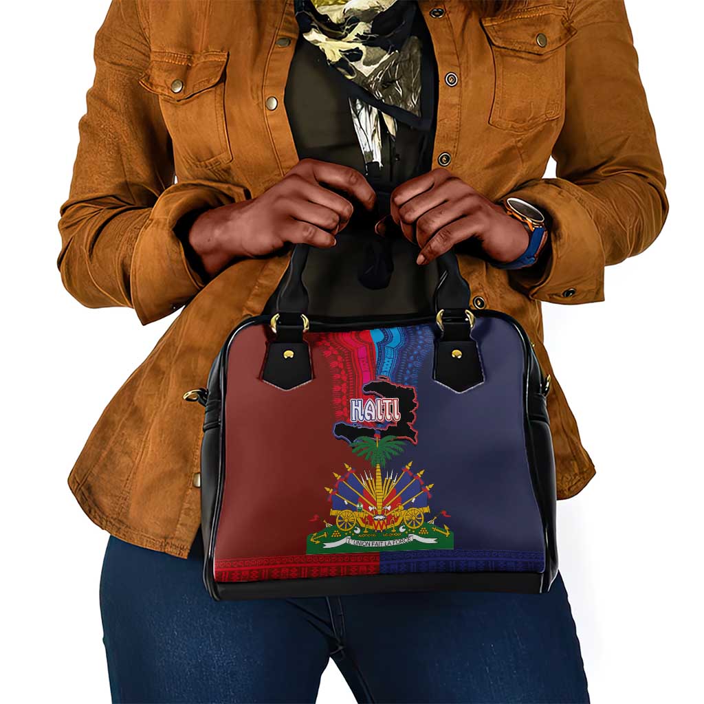 Haiti Coat Of Arms Map Dashiki Shoulder Handbag Vibrant Caribbean Heritage