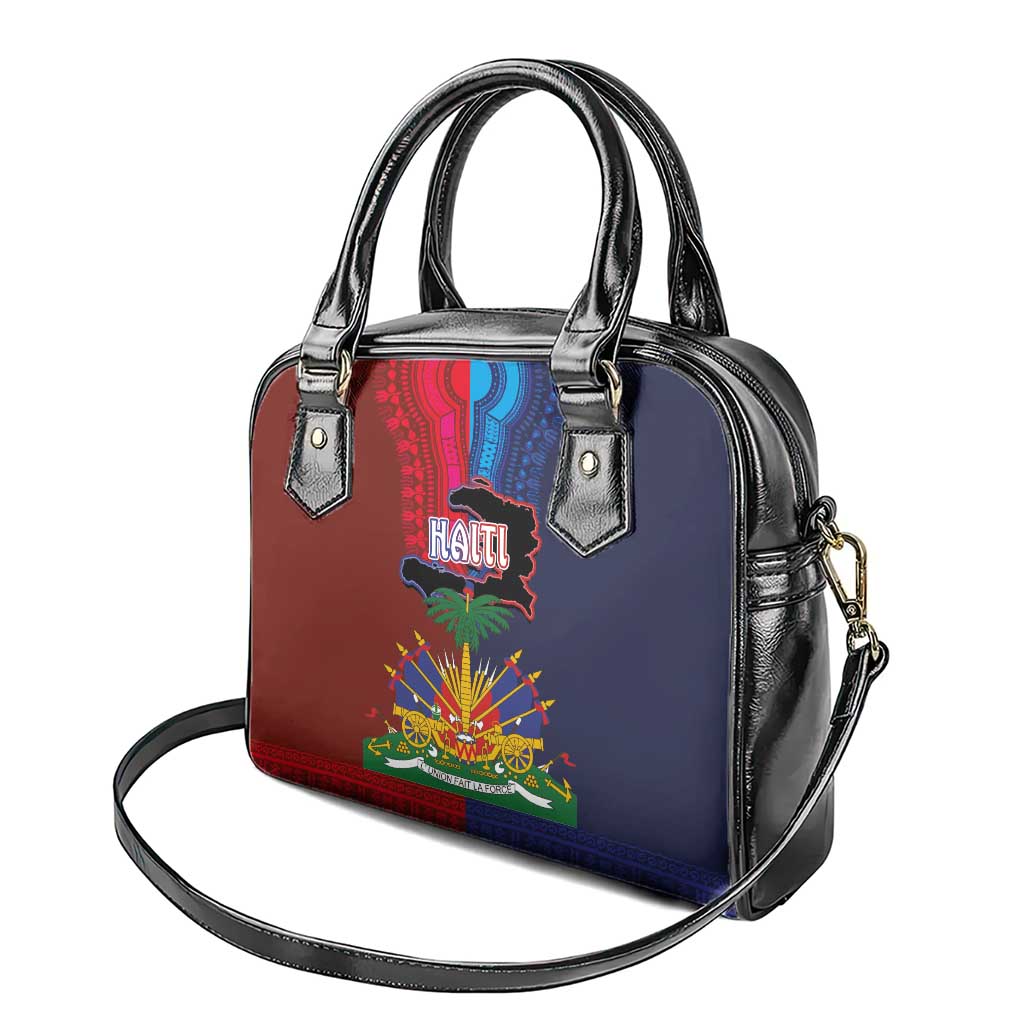 Haiti Coat Of Arms Map Dashiki Shoulder Handbag Vibrant Caribbean Heritage