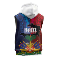 Haiti Coat Of Arms Map Dashiki Sleeveless Hoodie Vibrant Caribbean Heritage