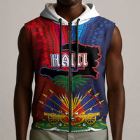 Haiti Coat Of Arms Map Dashiki Sleeveless Zip Hoodie Vibrant Caribbean Heritage