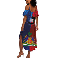 Haiti Coat Of Arms Map Dashiki Summer Maxi Dress Vibrant Caribbean Heritage