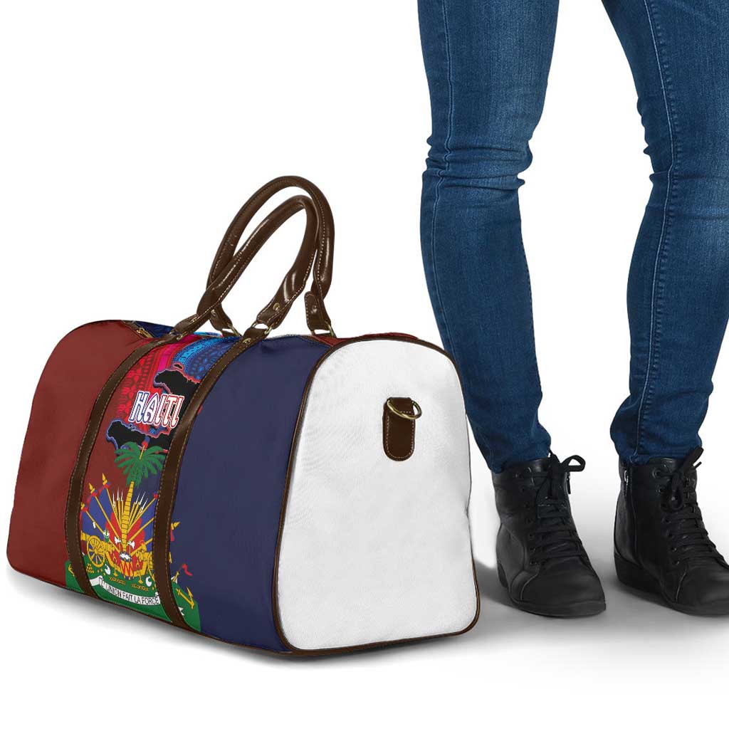 Haiti Coat Of Arms Map Dashiki Travel Bag Vibrant Caribbean Heritage