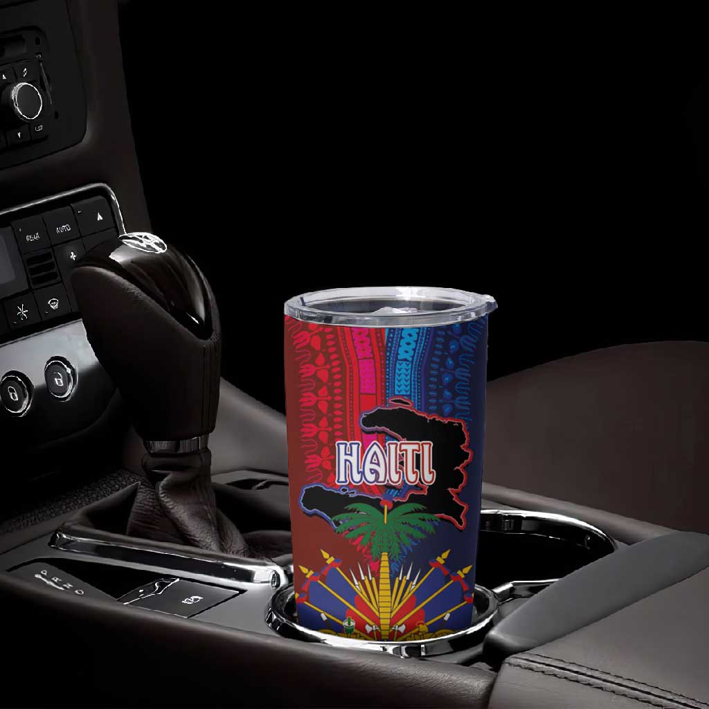 Haiti Coat Of Arms Map Dashiki Tumbler Cup Vibrant Caribbean Heritage
