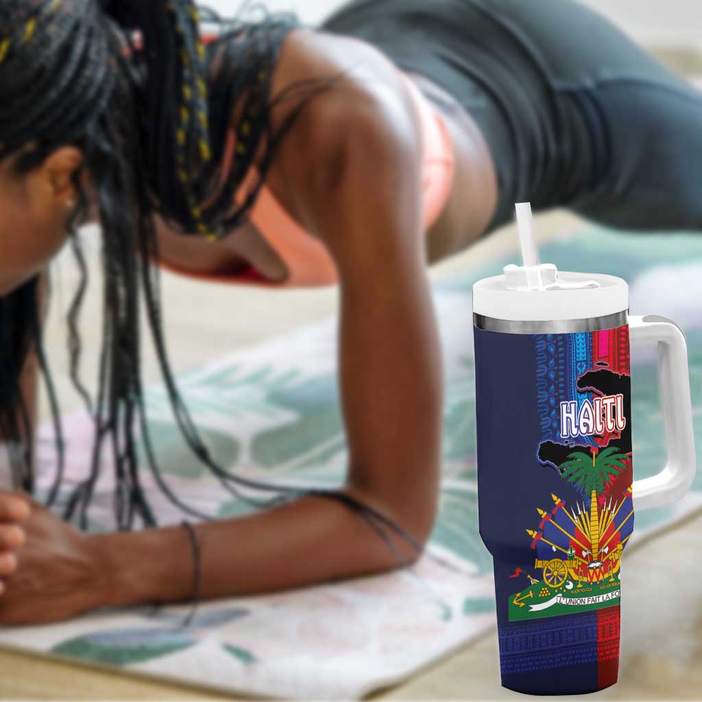 Haiti Coat Of Arms Map Dashiki Tumbler With Handle Vibrant Caribbean Heritage