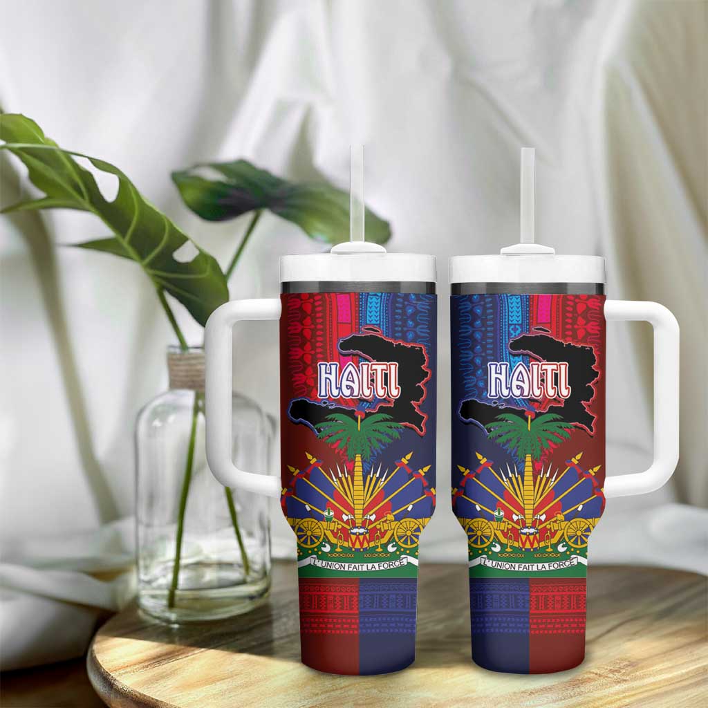 Haiti Coat Of Arms Map Dashiki Tumbler With Handle Vibrant Caribbean Heritage