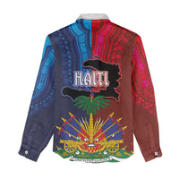 Haiti Coat Of Arms Map Dashiki Women Casual Shirt Vibrant Caribbean Heritage