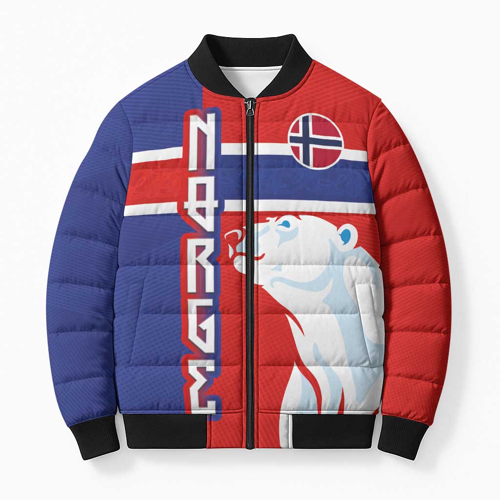 Custom Norway Ice Hockey Bomber Puffer Jacket Polar Bears-Viking Ornament Flag Style