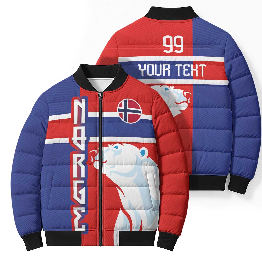 Custom Norway Ice Hockey Bomber Puffer Jacket Polar Bears-Viking Ornament Flag Style