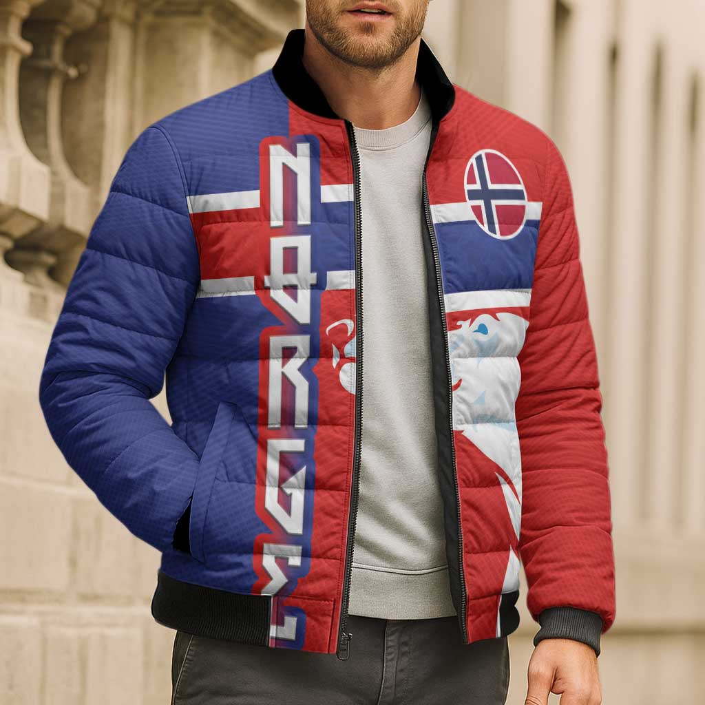 Custom Norway Ice Hockey Bomber Puffer Jacket Polar Bears-Viking Ornament Flag Style