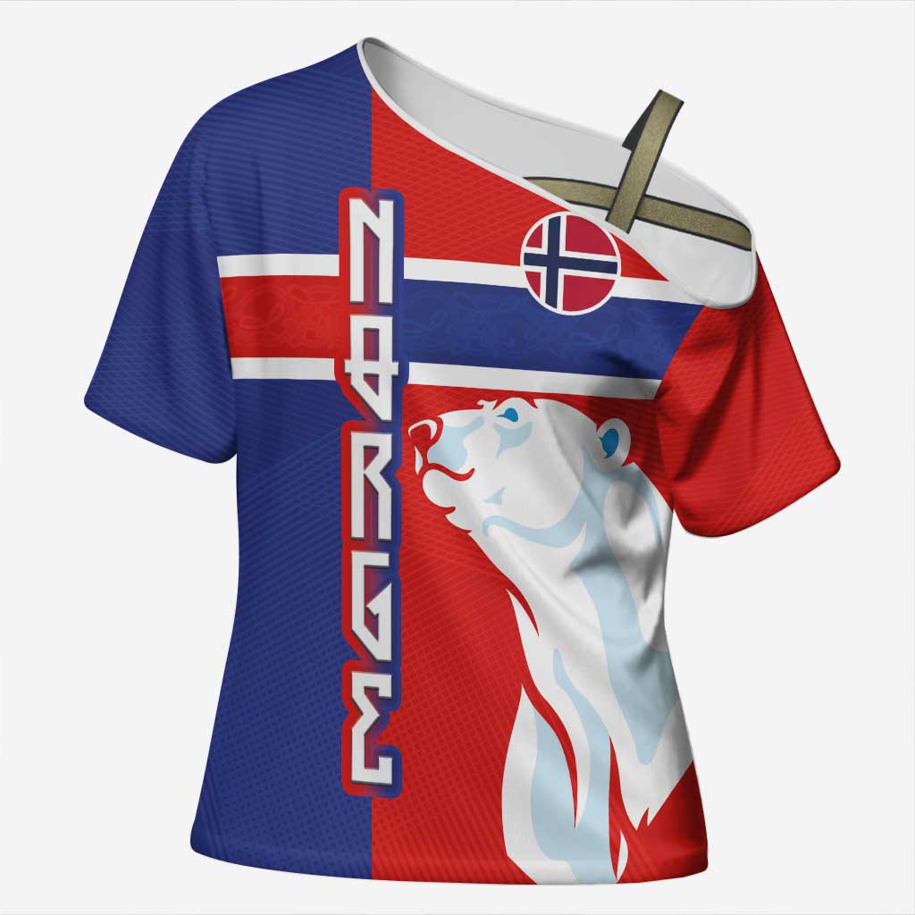 Custom Norway Ice Hockey Cross Shoulder Shirt Polar Bears-Viking Ornament Flag Style