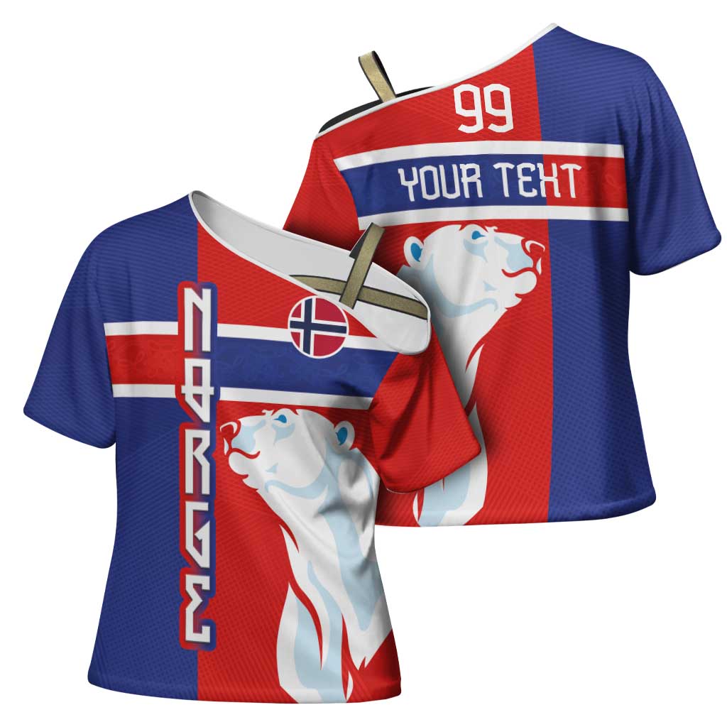 Custom Norway Ice Hockey Cross Shoulder Shirt Polar Bears-Viking Ornament Flag Style
